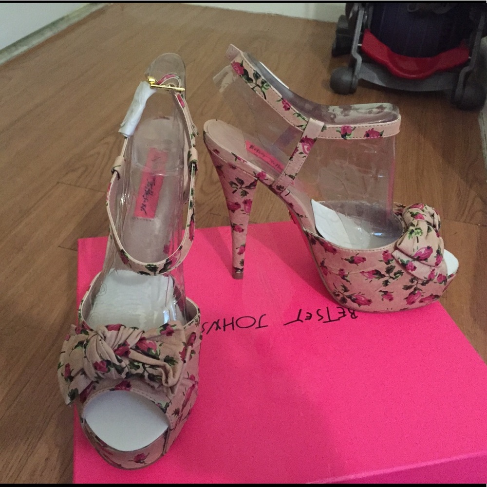 Never worn floral Betsey Johnson platform heels